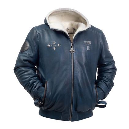 Куртка с капюшоном меховая Iconic blue-white